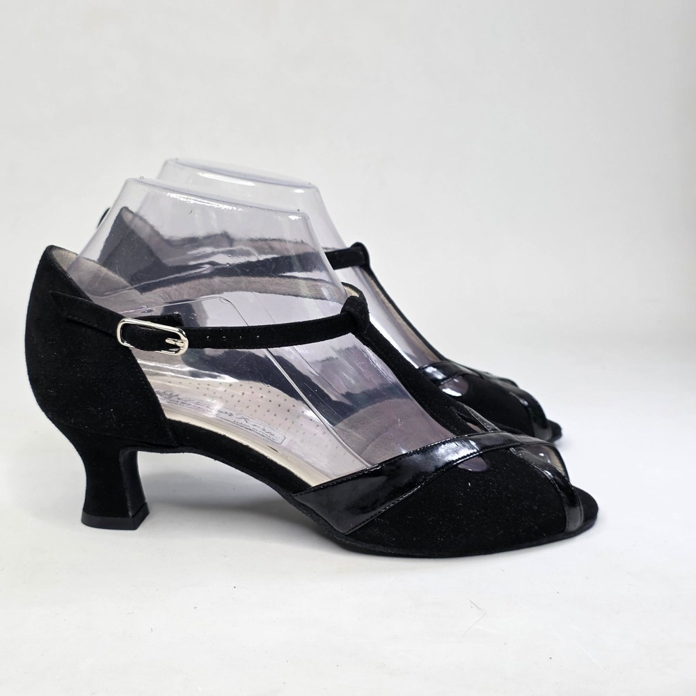 Werner Kern Tanzsport Ballroom Dance Shoes US 5.5 UK3.5 Black Suede Patent Italy